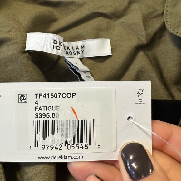 Derek Lam 10 Crosby Beverly Shirtdress Fatigue Green Sz 4 - Picture 9 of 11